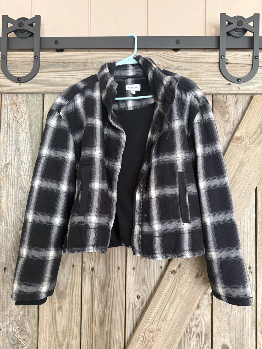 Evereve Black & White Plaid Utility Jacket